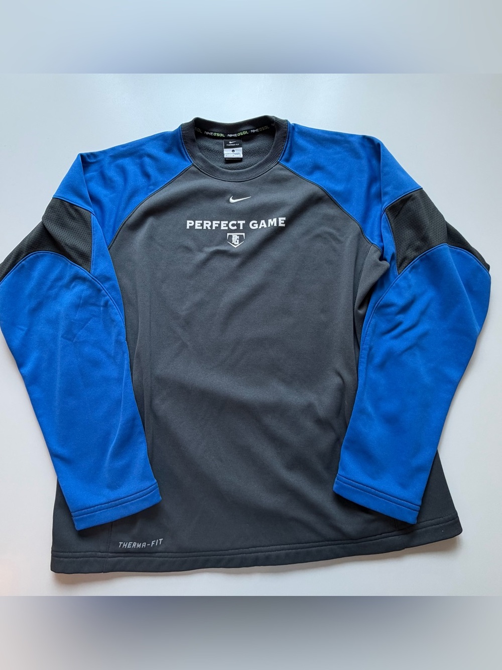 Nike Therma-Fit 'Perfect Game' Long Sleeve Shirt - Gray & Blue